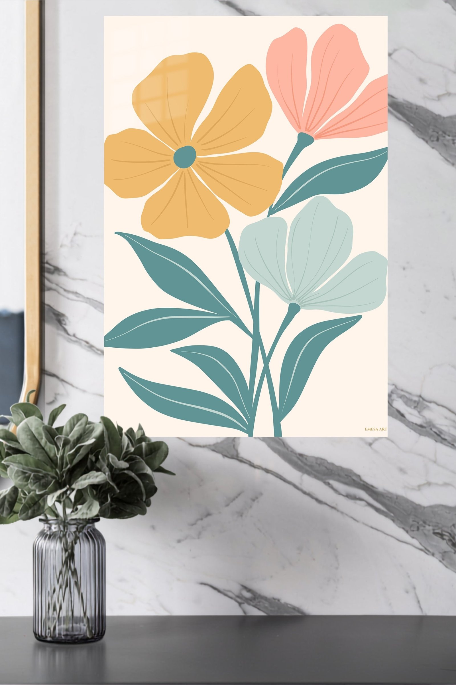 Pastel Wildflower Duo metal wall art print, view 4
