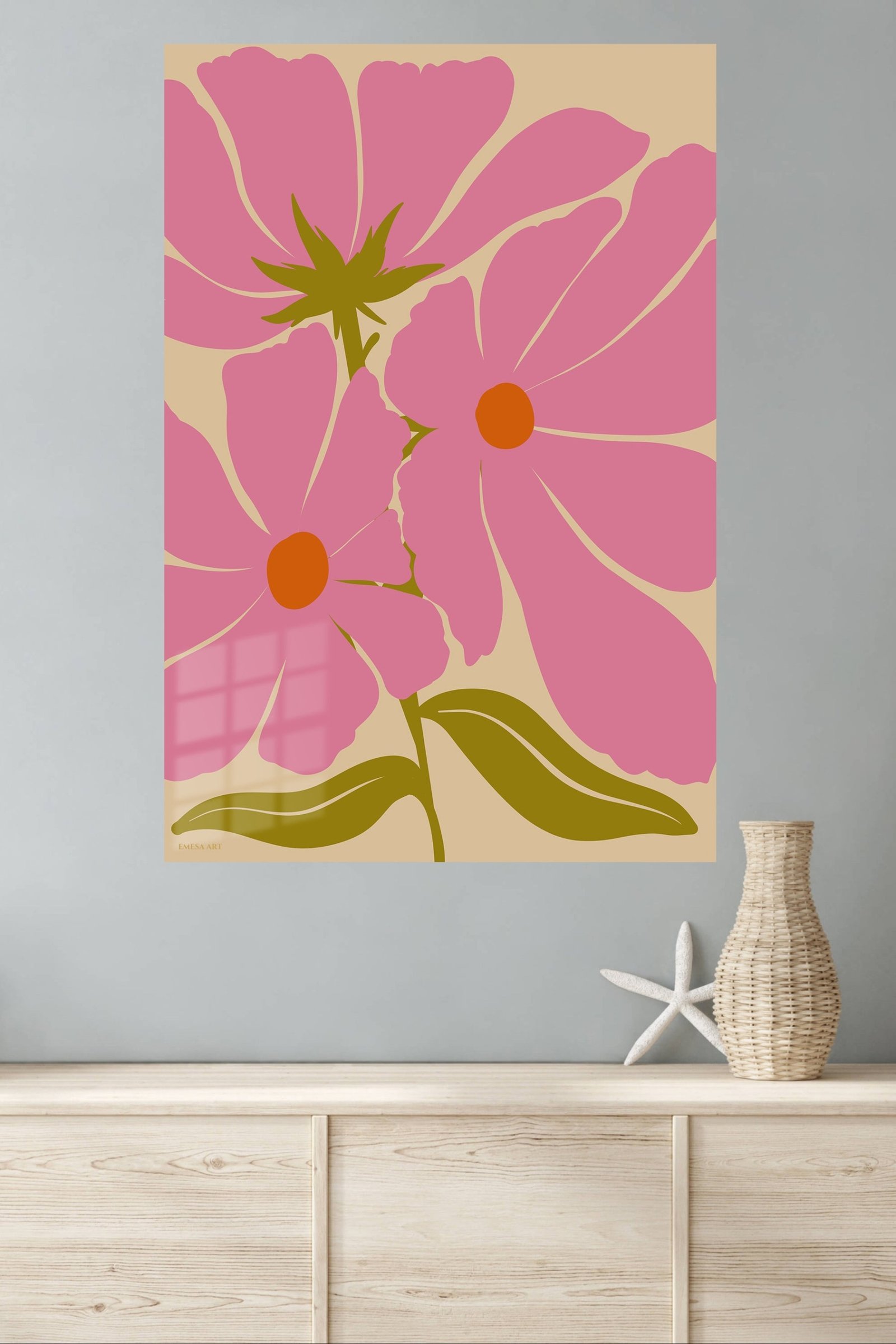 Pink Poppy Bloom metal wall art print, view 4