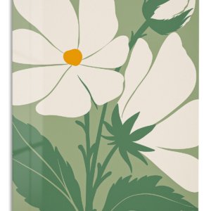 Ivory Wildflower Silhouette metal wall art print