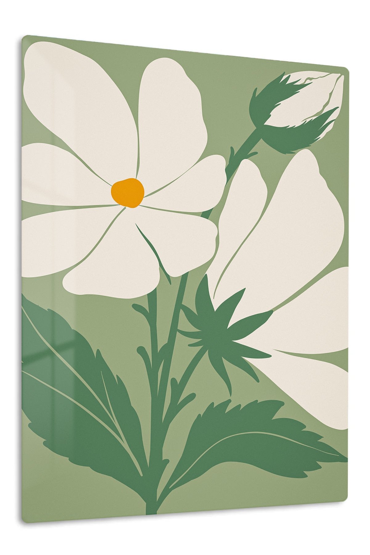 Ivory Wildflower Silhouette metal wall art print