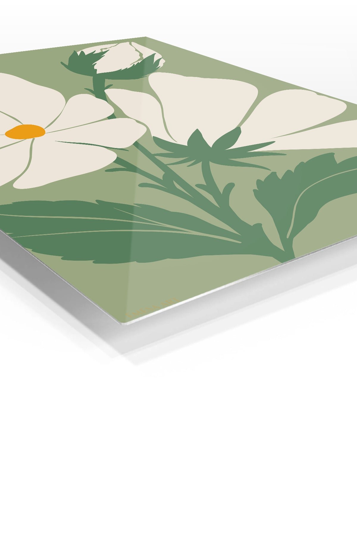 Ivory Wildflower Silhouette metal wall art print, view 2
