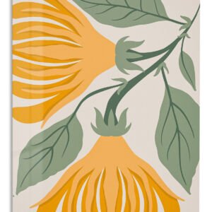 Golden Botanical Bells metal wall art print