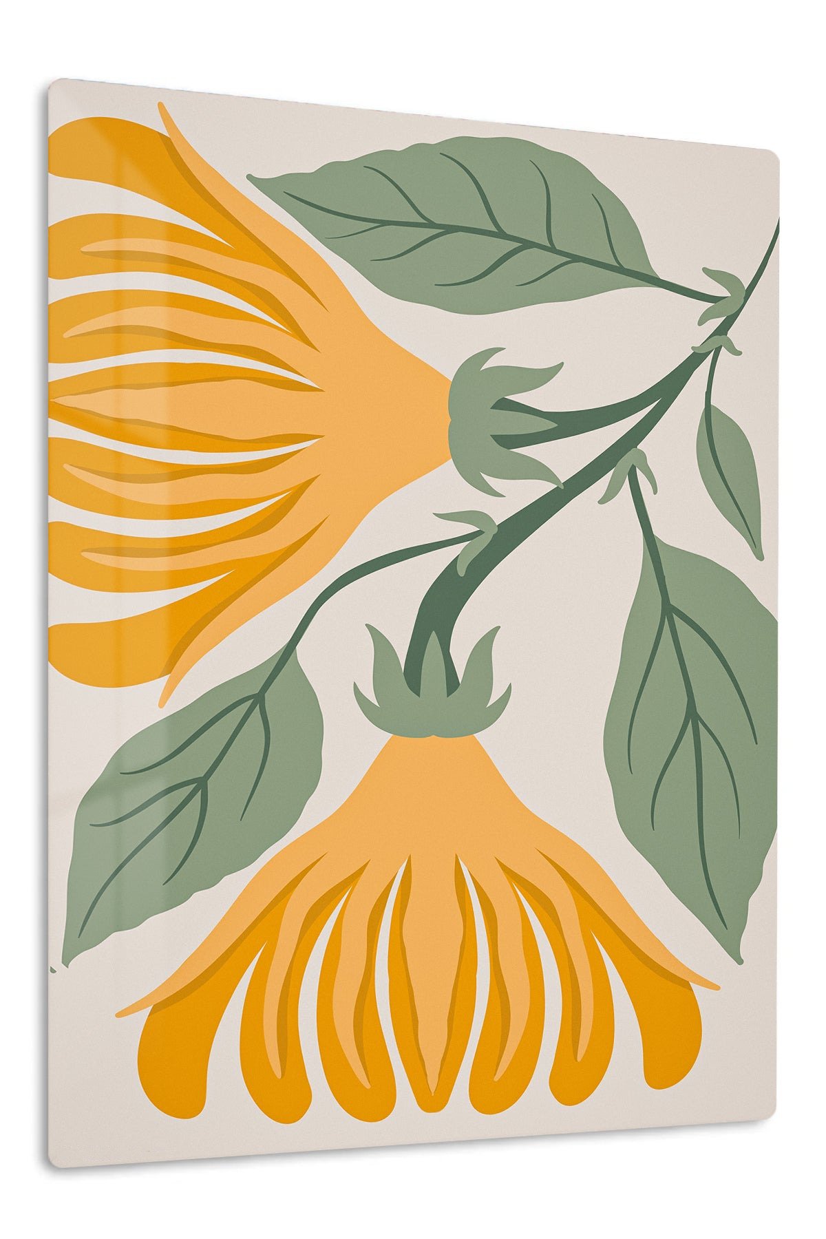 Golden Botanical Bells metal wall art print