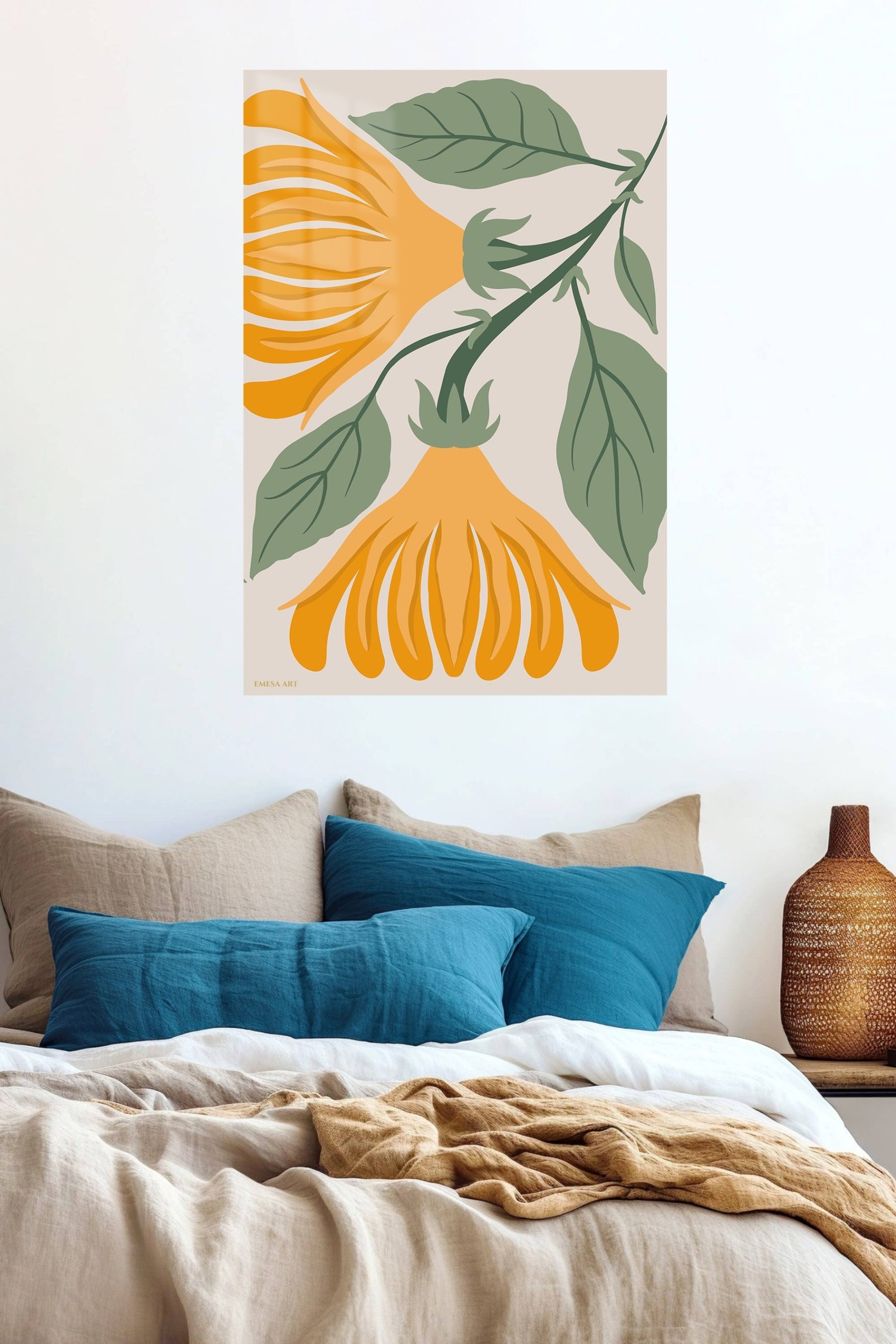 Golden Botanical Bells metal wall art print, view 5