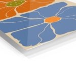 Terracotta and Blue Floral Duo metal wall art print, view 2