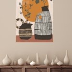 Terracotta Sun and Patterned Vases metal wall art print, view 4