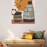 Terracotta Sun and Patterned Vases metal wall art print, view 5