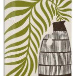Olive Leaves and Striped Vase metal wall art print