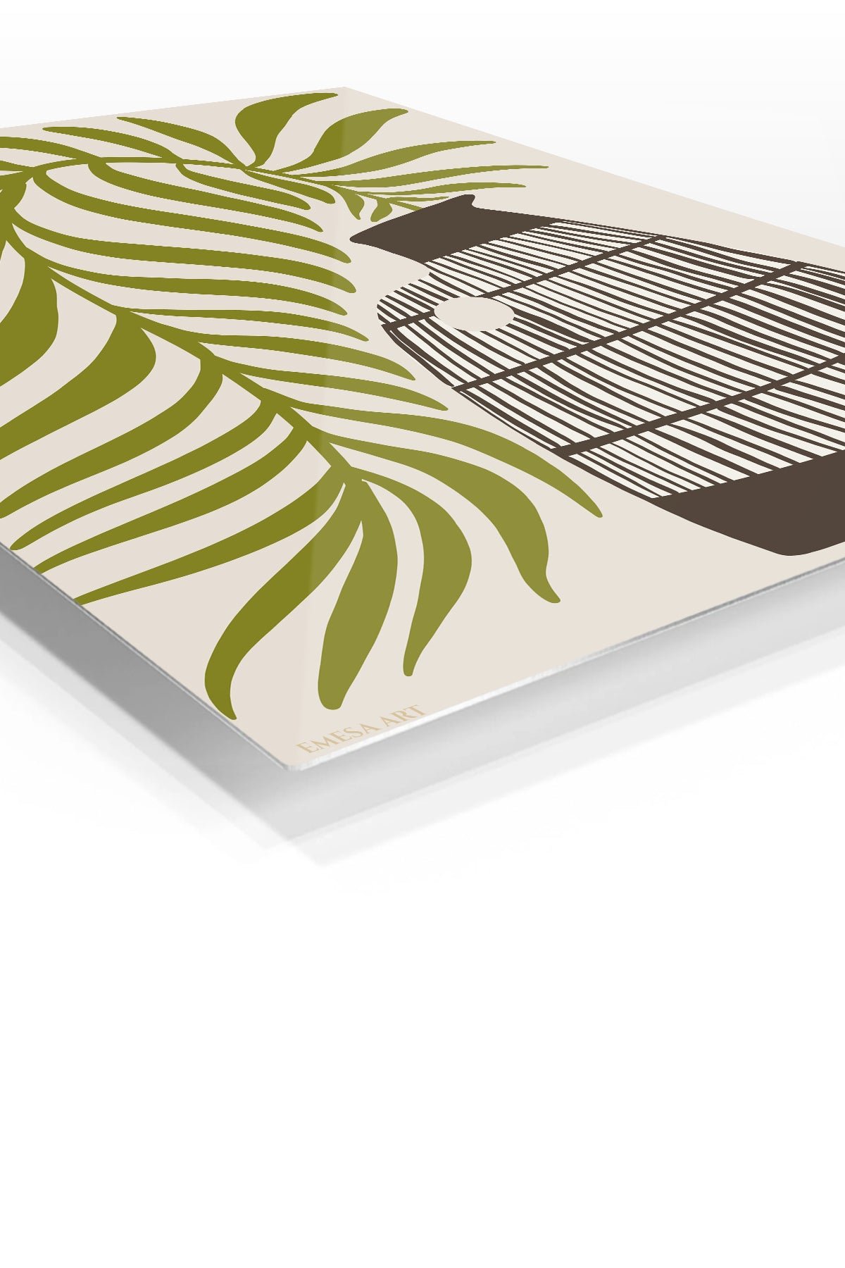 Olive Leaves and Striped Vase metal wall art print, view 2