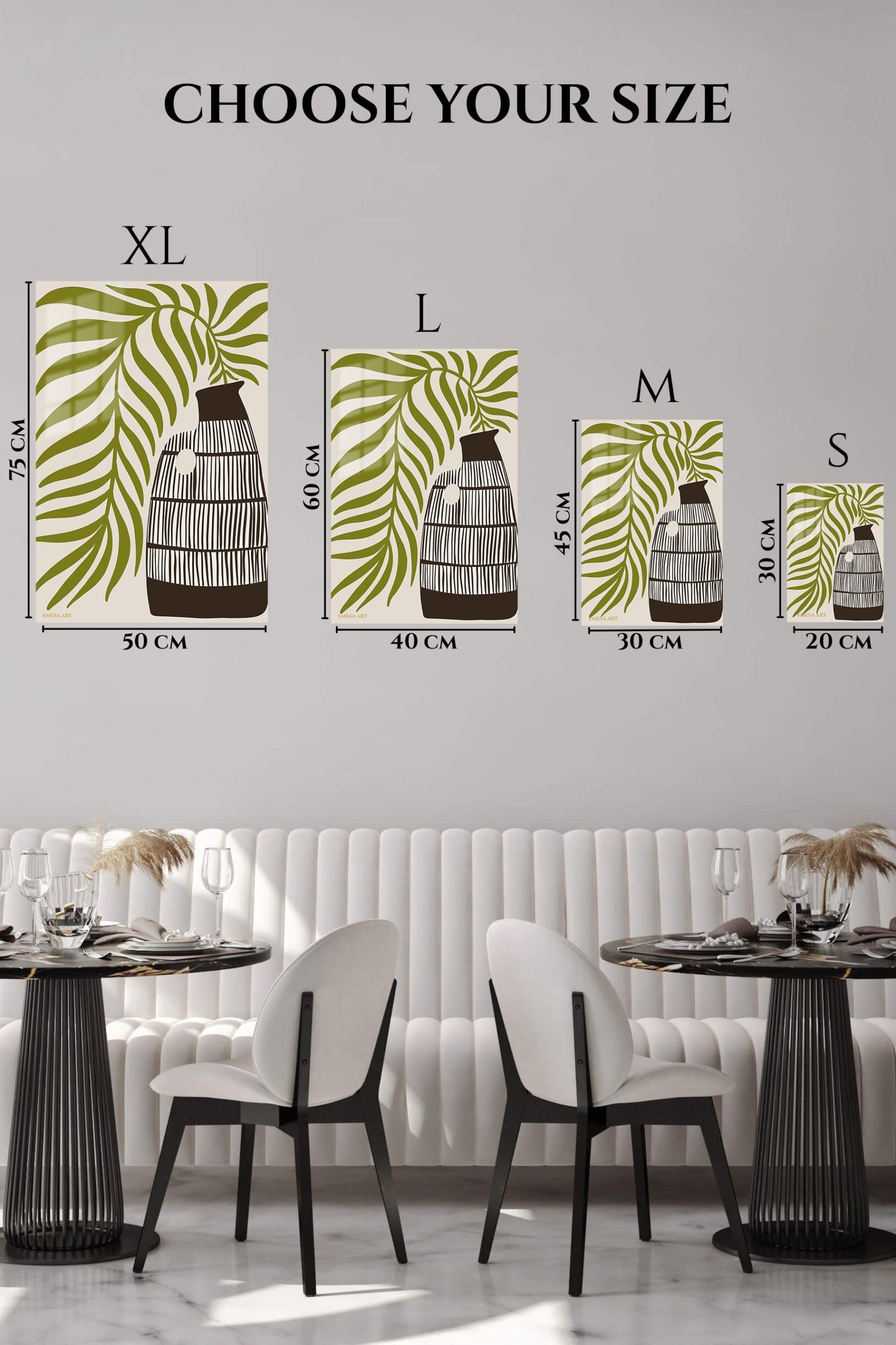 Olive Leaves and Striped Vase metal wall art print, view 6