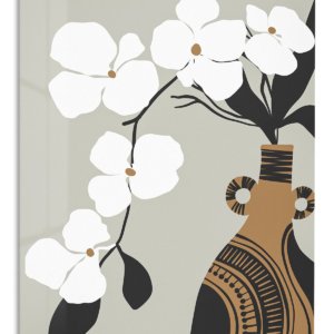 Orchid and Patterned Vase metal wall art print