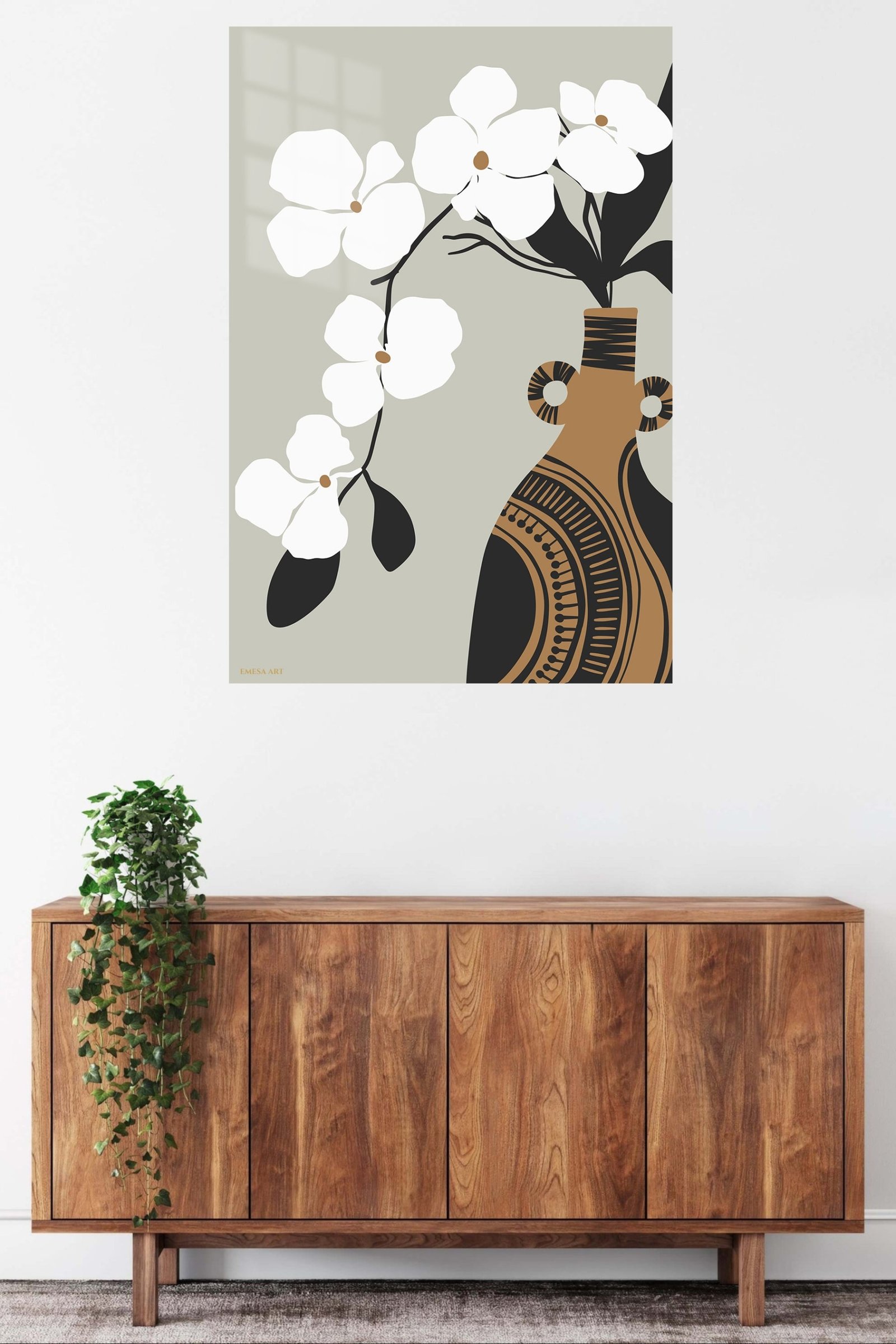 Orchid and Patterned Vase metal wall art print, view 5