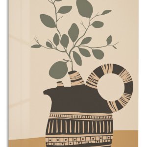 Earthenware Vessel with Olive Branch metal wall art print