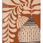 Earthen Vase and Botanical Leaves metal wall art print