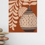 Earthen Vase and Botanical Leaves metal wall art print, view 4