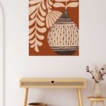 Earthen Vase and Botanical Leaves metal wall art print, view 5