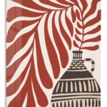 Terracotta Leaves and Patterned Vase metal wall art print