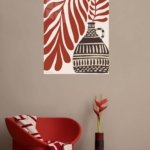 Terracotta Leaves and Patterned Vase metal wall art print, view 5