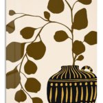 Golden Botanical Vase metal wall art print