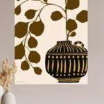 Golden Botanical Vase metal wall art print, view 4