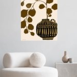 Golden Botanical Vase metal wall art print, view 5