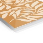 Cream Leaf Silhouettes on Ochre metal wall art print, view 2