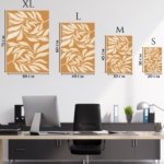 Cream Leaf Silhouettes on Ochre metal wall art print, view 6