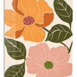 Terracotta Blossom Duo metal wall art print