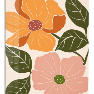 Terracotta Blossom Duo metal wall art print