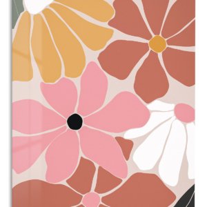 Terracotta Garden Blooms metal wall art print
