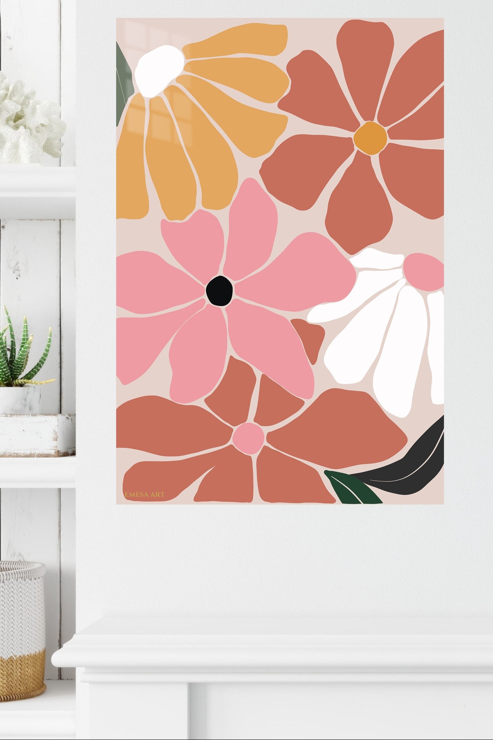 Terracotta Garden Blooms metal wall art print, view 4