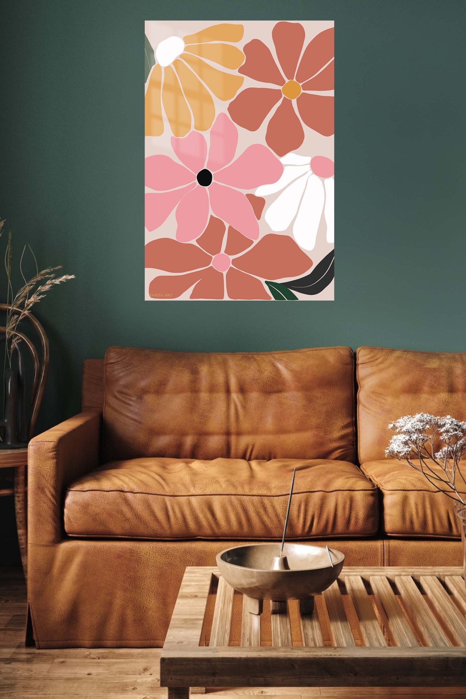 Terracotta Garden Blooms metal wall art print, view 5