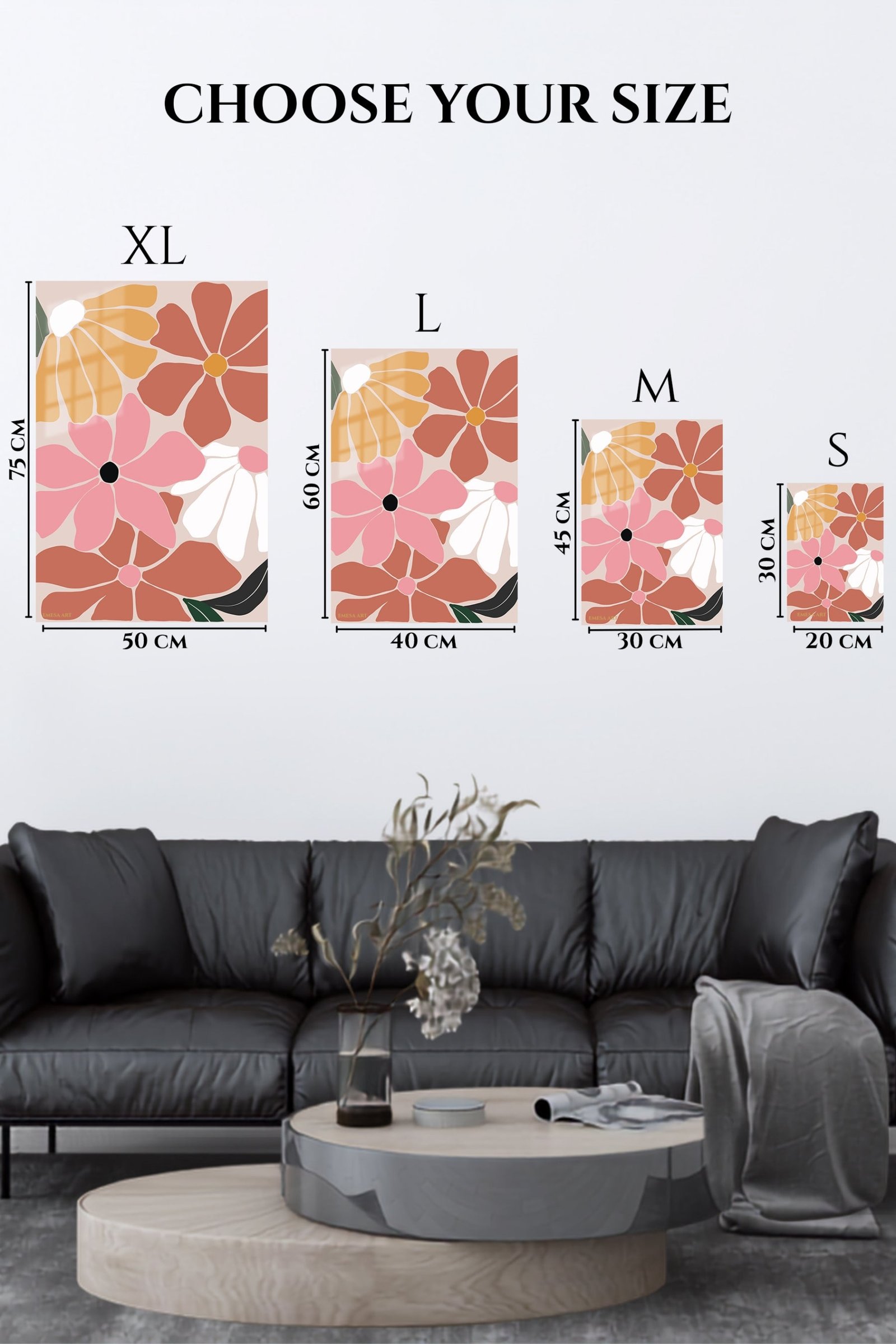 Terracotta Garden Blooms metal wall art print, view 6