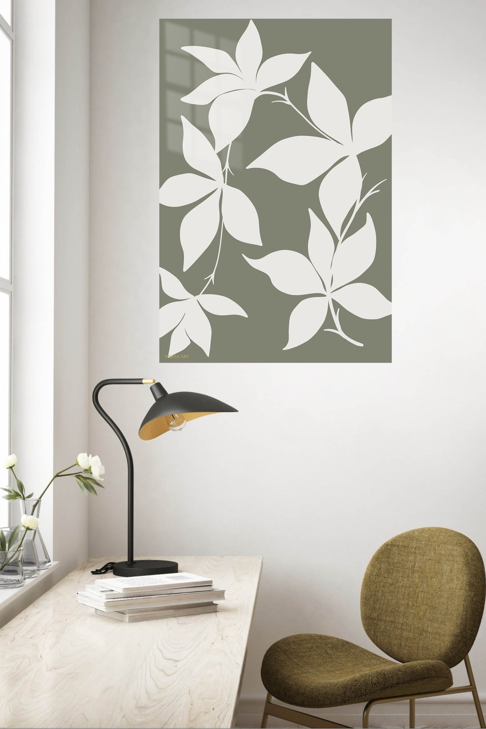 Ivory Botanical Silhouettes metal wall art print, view 5