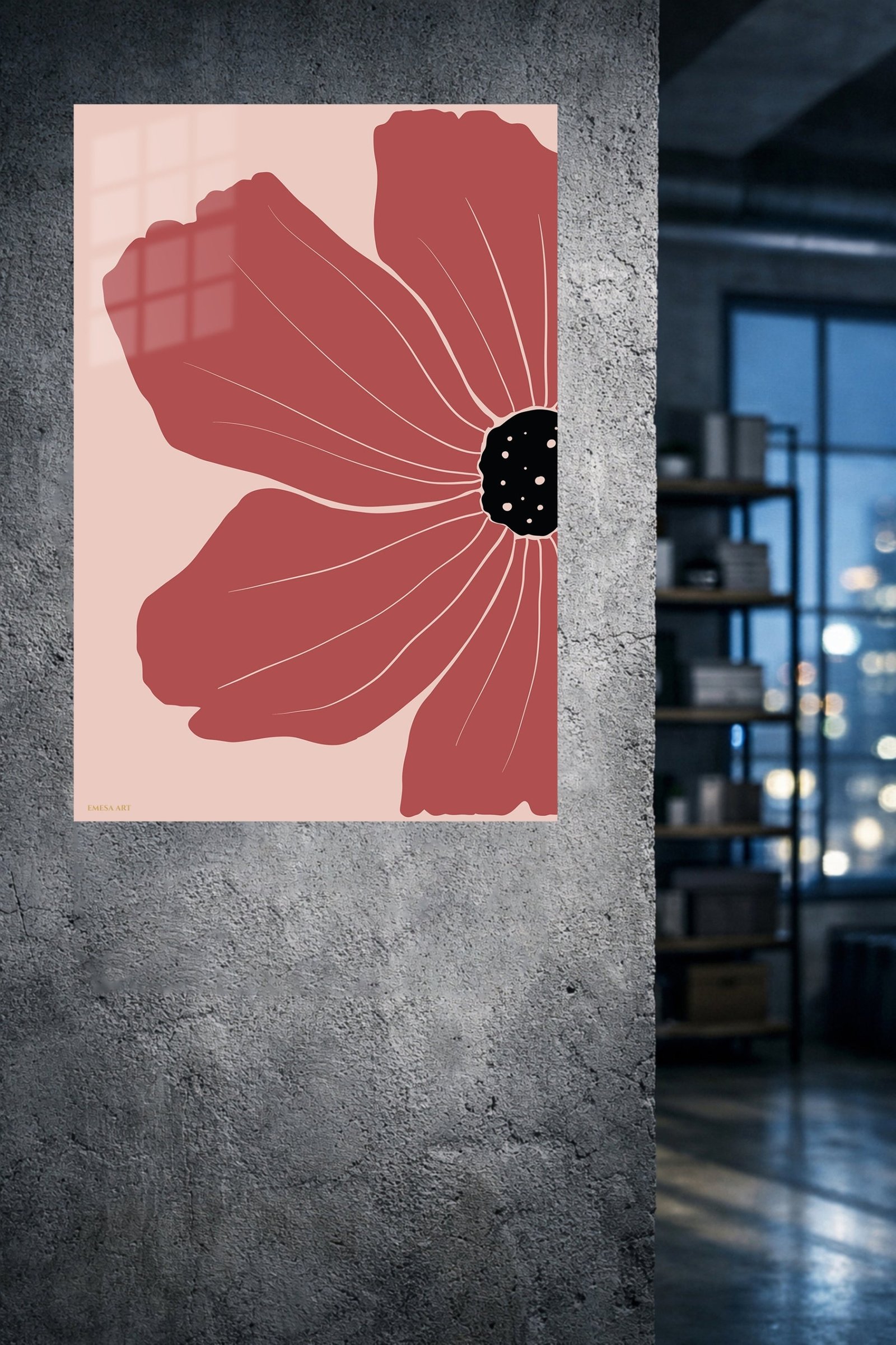 Terracotta Poppy Bloom metal wall art print, view 4