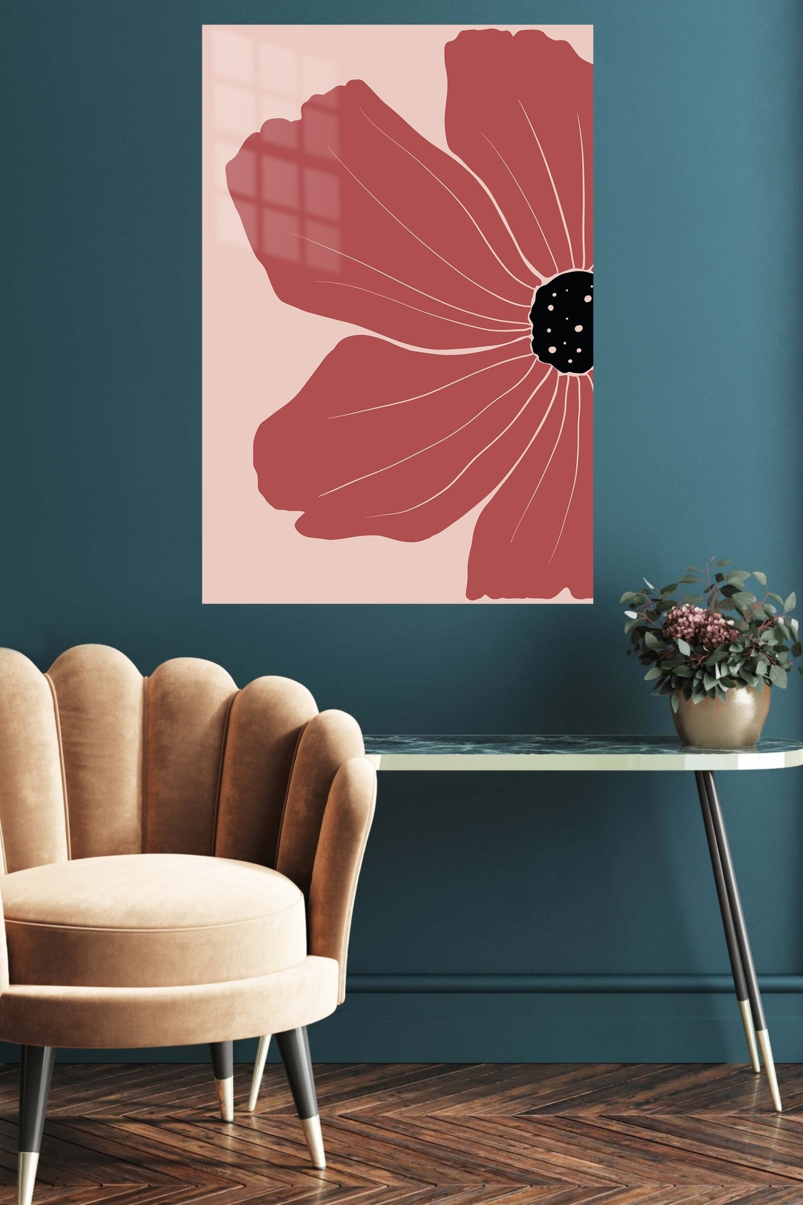 Terracotta Poppy Bloom metal wall art print, view 5