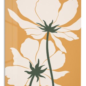 Cream Wildflowers on Ochre metal wall art print