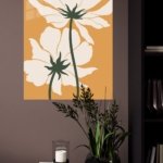 Cream Wildflowers on Ochre metal wall art print, view 4
