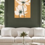Cream Wildflowers on Ochre metal wall art print, view 5