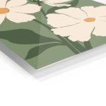 Cream Poppies on Olive Green metal wall art print, view 2