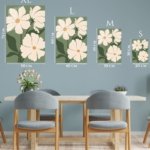 Cream Poppies on Olive Green metal wall art print, view 6