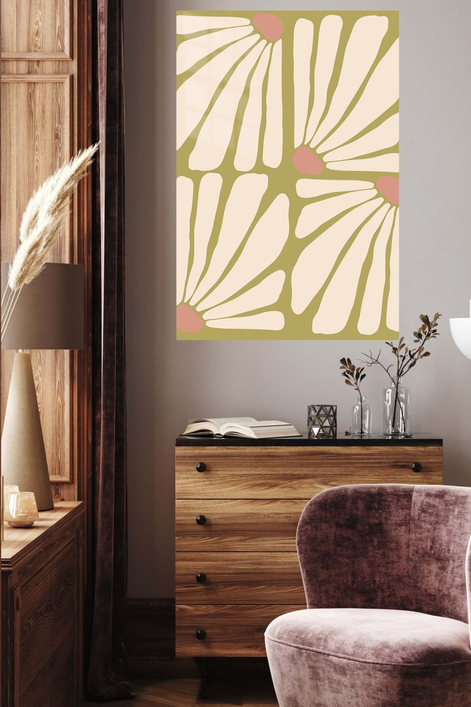 Terracotta Petal Grid metal wall art print, view 5