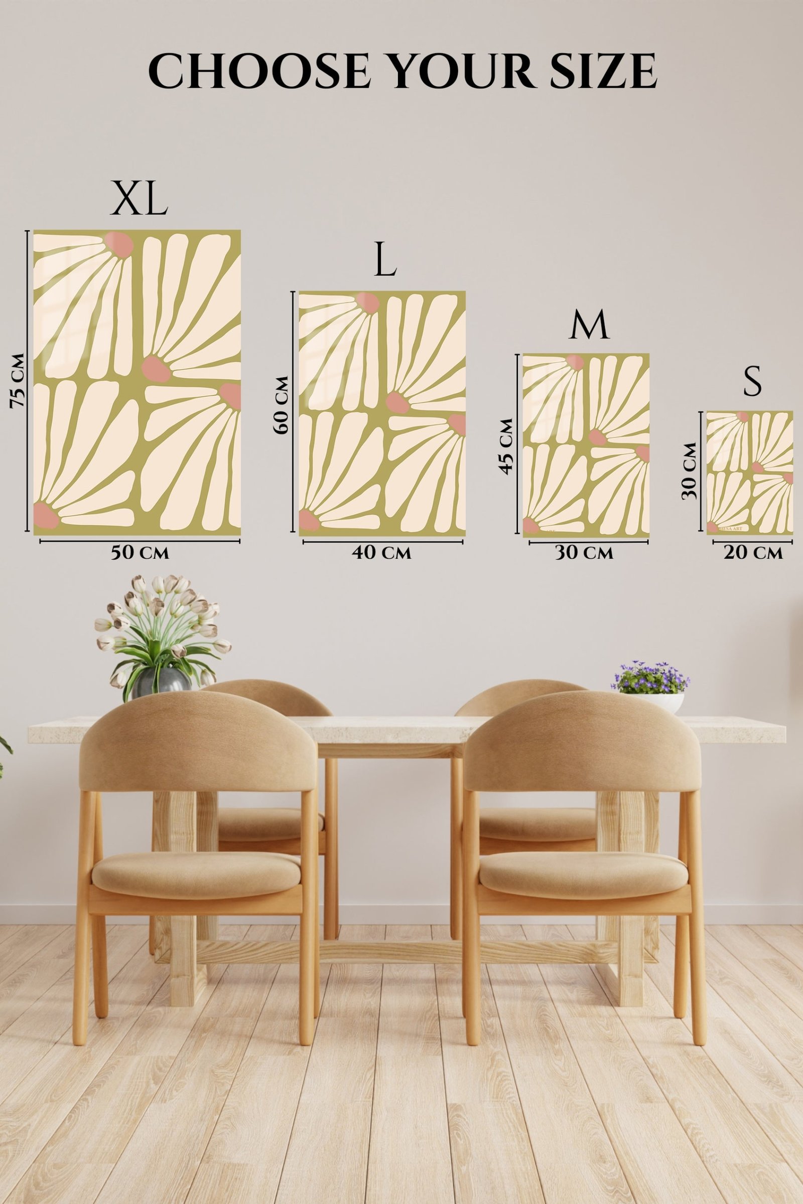Terracotta Petal Grid metal wall art print, view 6