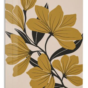 Ochre Botanical Bloom metal wall art print
