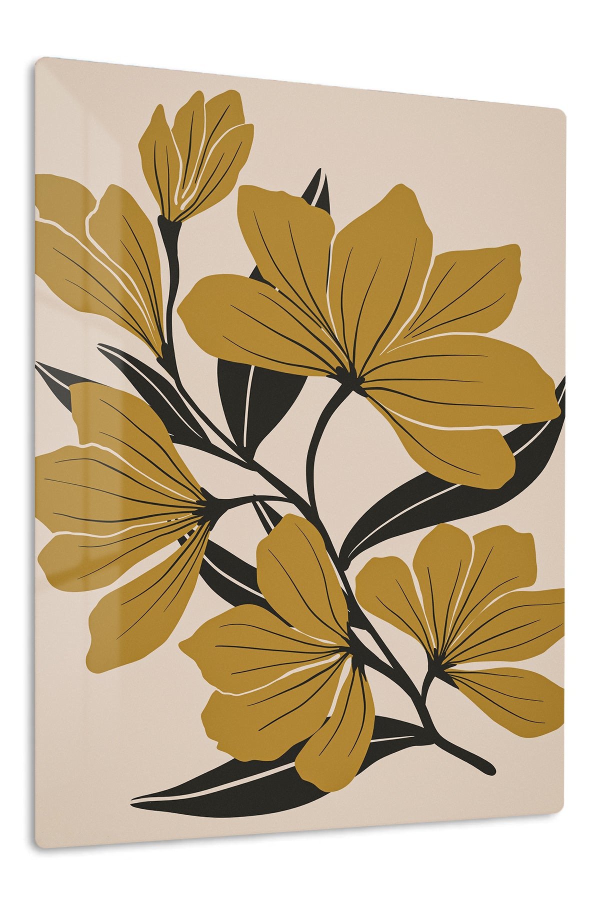 Ochre Botanical Bloom metal wall art print