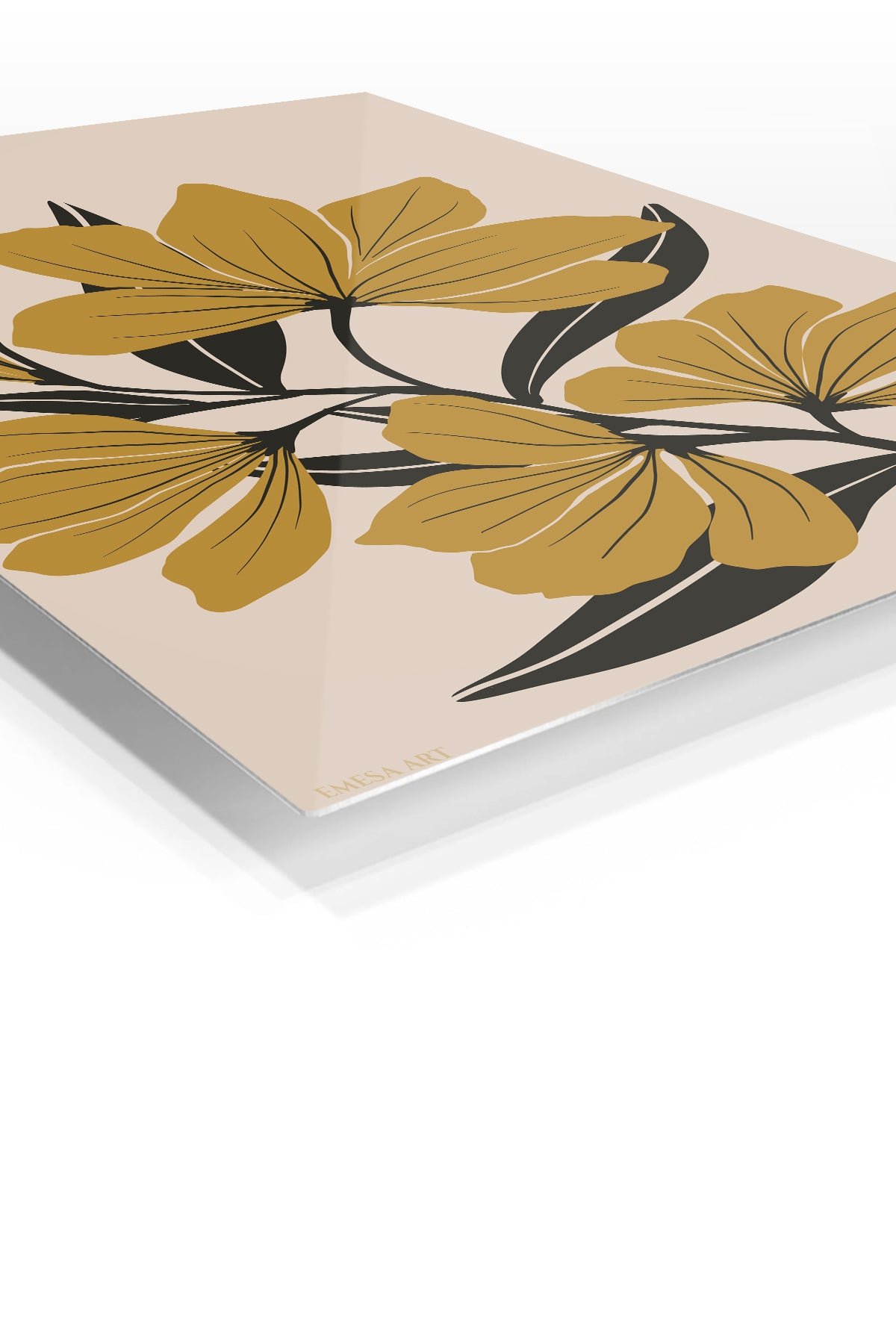 Ochre Botanical Bloom metal wall art print, view 2