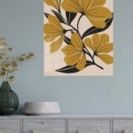 Ochre Botanical Bloom metal wall art print, view 4