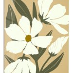 Cream Botanical Bloom metal wall art print