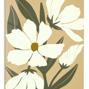 Cream Botanical Bloom metal wall art print