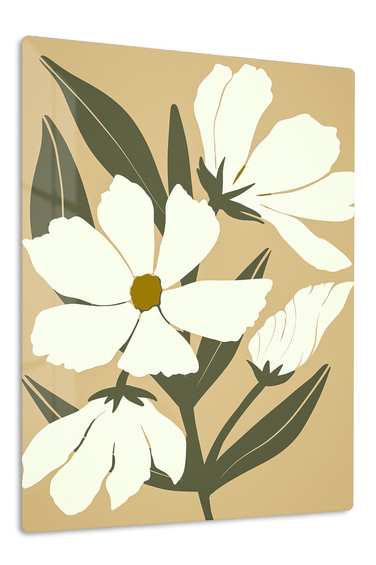 Cream Botanical Bloom metal wall art print